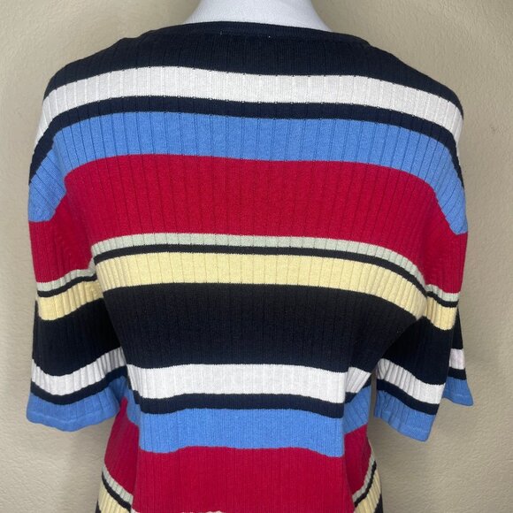 Cherokee Women's 90's Two-Piece Striped Sweater Top Casual Grandmacore Sz 22/24W - Picture 4 of 12